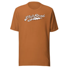 Load image into Gallery viewer, Steely Dead Logo white w/ brown outline - Unisex t-shirt
