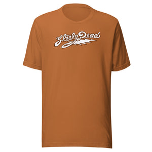 Steely Dead Logo white w/ brown outline - Unisex t-shirt