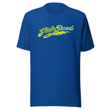Load image into Gallery viewer, 01 Steely Dead Logo yellow w/ blue outline  - Unisex t-shirt
